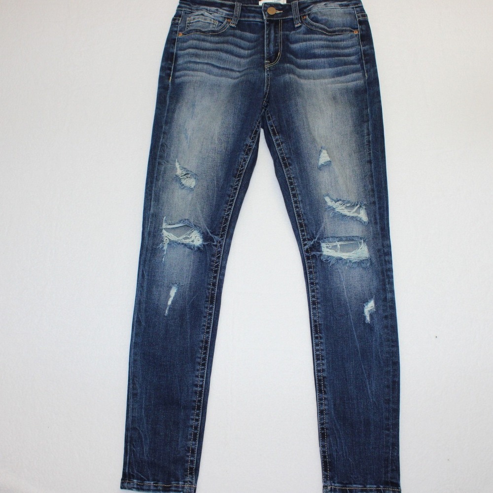 BKE Gabby Curvy Fit High Rise Ankle Skinny Distressed Jeans 26 Dark Wash